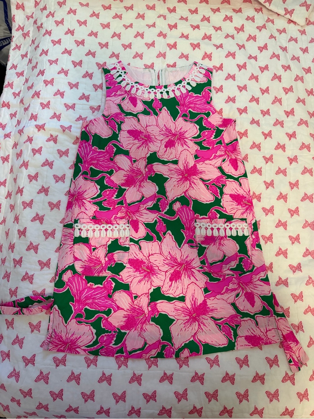 Lilly Pulitzer Pink and Green Floral Shift Dress
